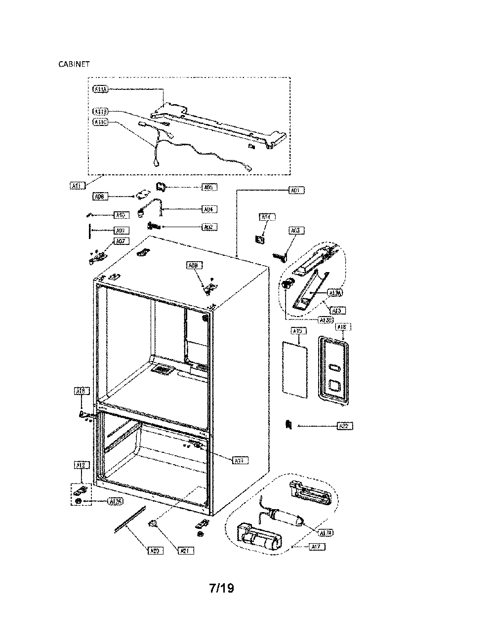 Cabinet Diagram and Parts List for 11173035911  Kenmore Refrigerator
