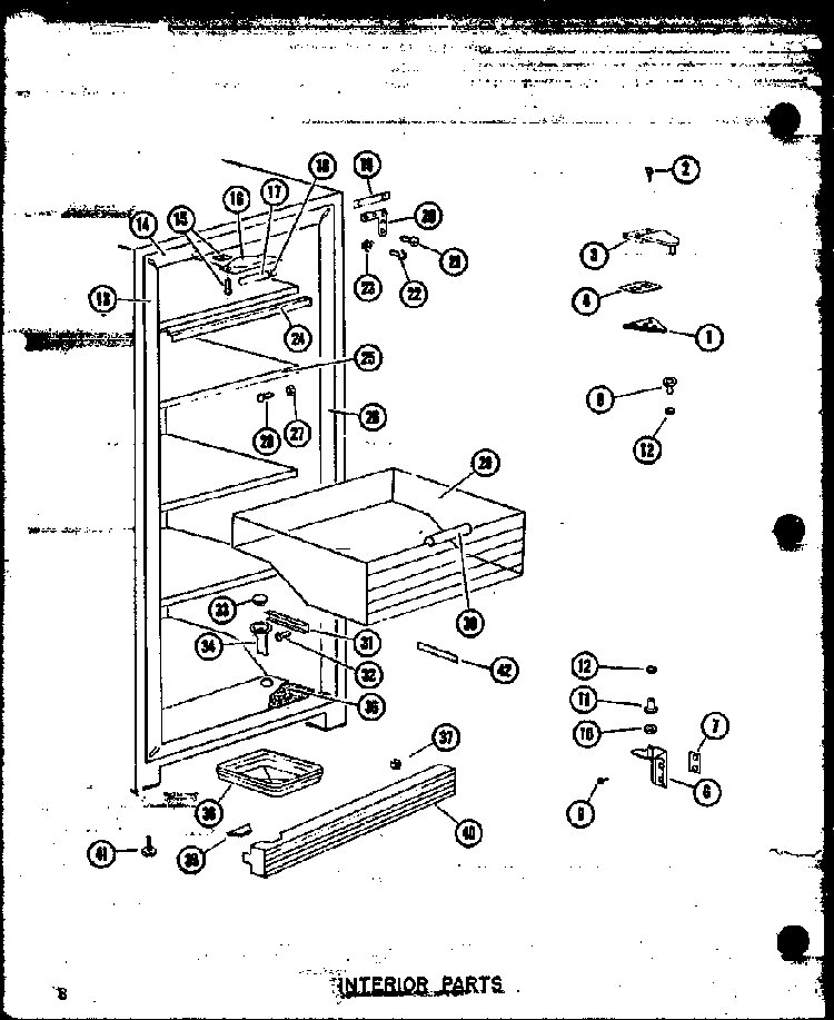 Interior Parts Diagram and Parts List for U23B-G P60345-52WG Amana Freezer
