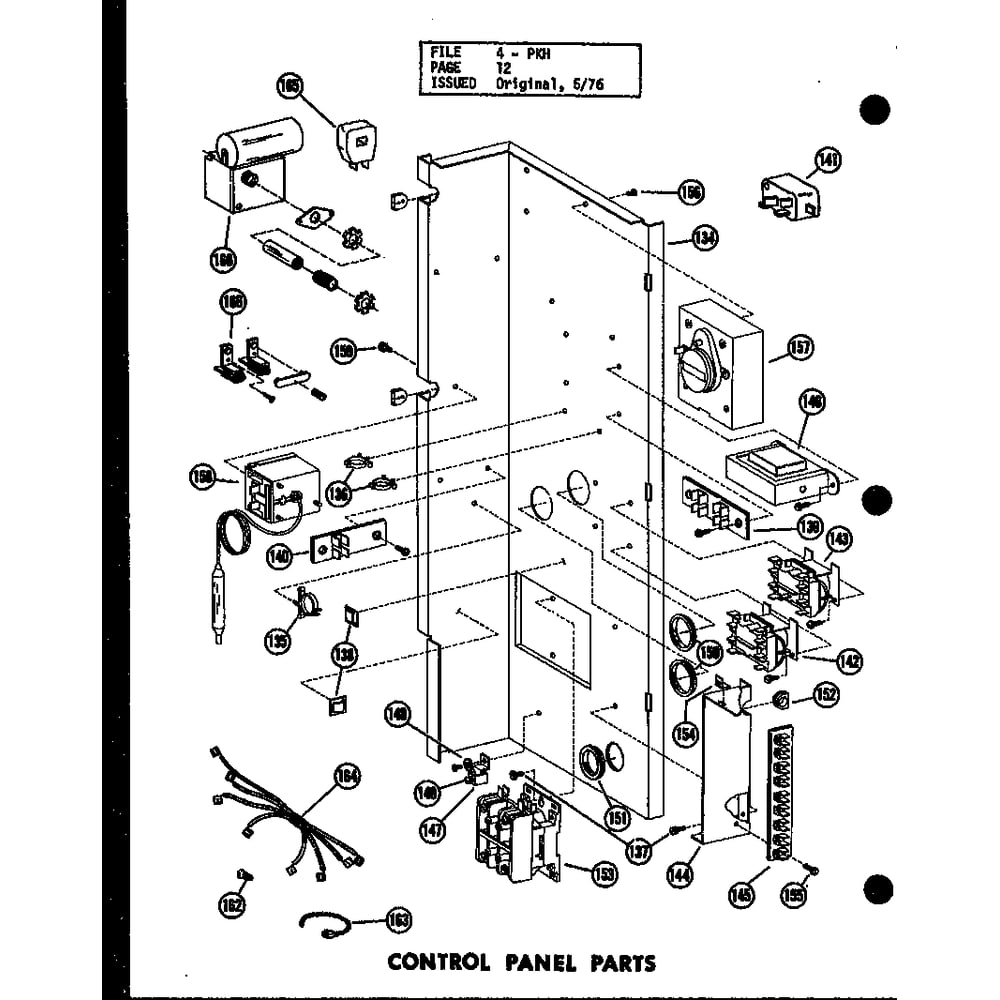 Control Panel Parts 1 Diagram and Parts List for D54475-3 P54475-3C Amana Air Conditioner