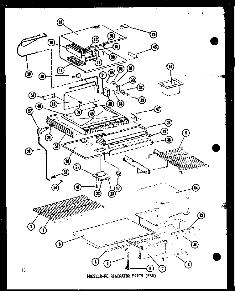 Freezer-refrigerator Parts Diagram and Parts List for ESR16B-P60303-79W  Amana Refrigerator