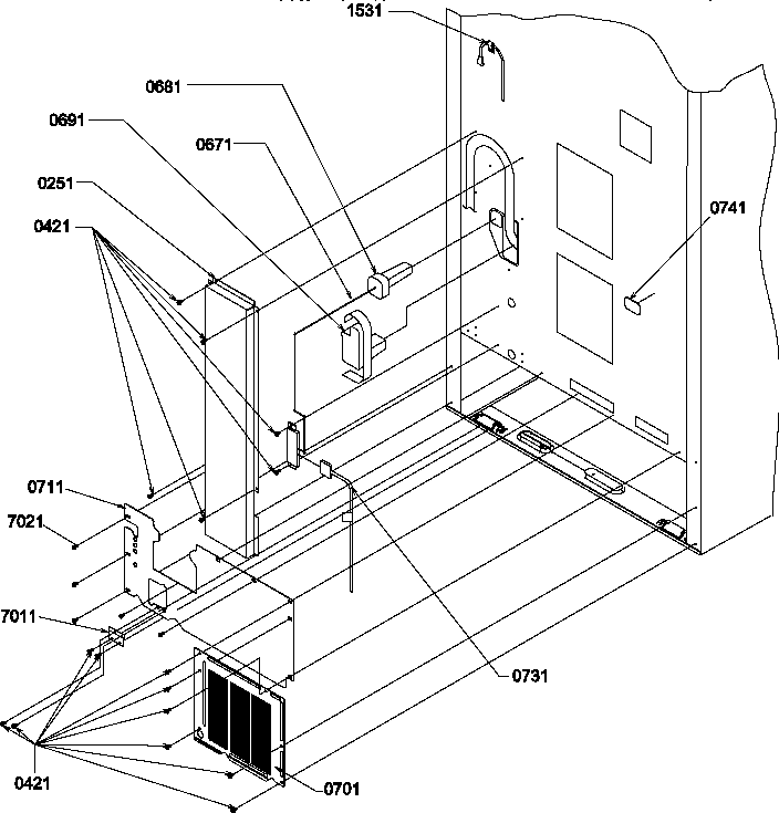 Cabinet Back Diagram and Parts List for BX20S5W-P1196507WW  Amana Refrigerator