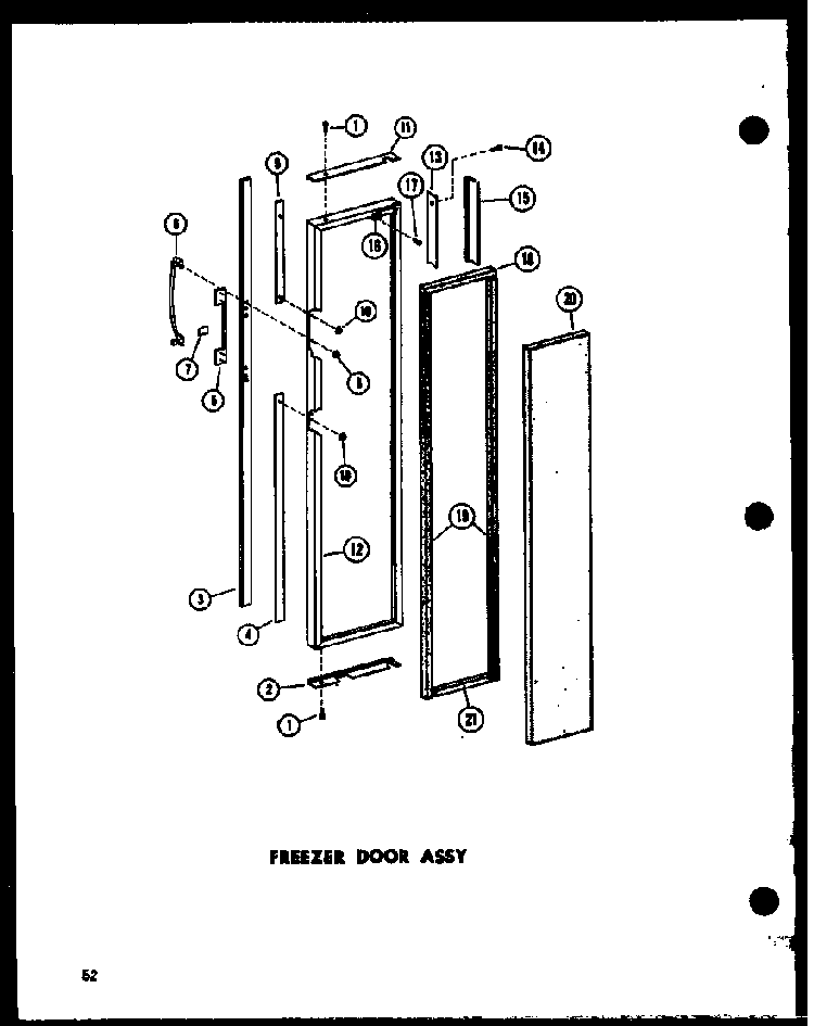 Freezer Door Assy Diagram and Parts List for ESR17N-A-P60350-52WA  Amana Refrigerator