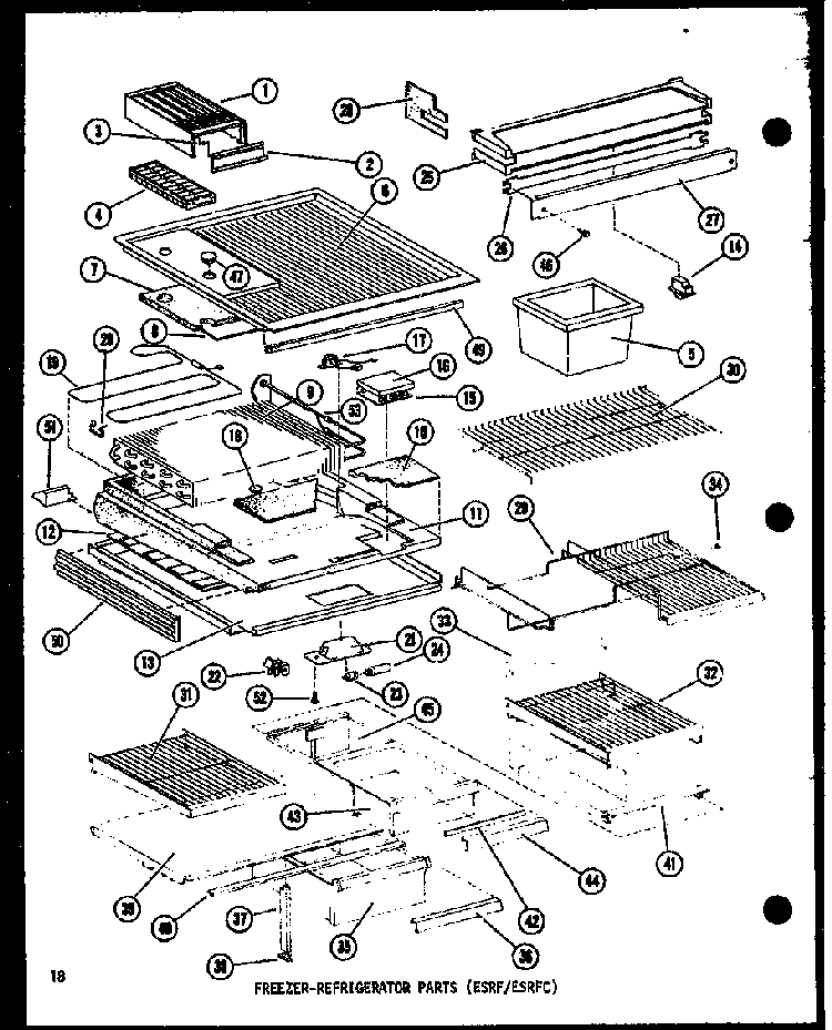 Freezer-refrigerator Parts Diagram and Parts List for ESR16B-P60303-79W  Amana Refrigerator