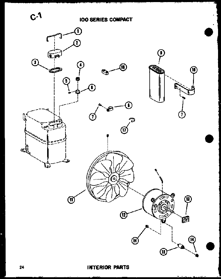 Interior Parts Diagram and Parts List for ES12-2MS P54974-48R Amana Air Conditioner