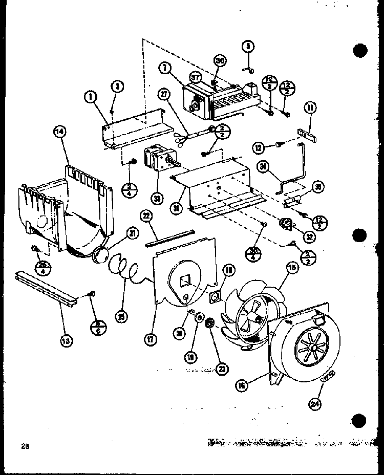 Icemaker/fan, Motor Diagram and Parts List for SDI22GL-P7745505WL  Amana Refrigerator