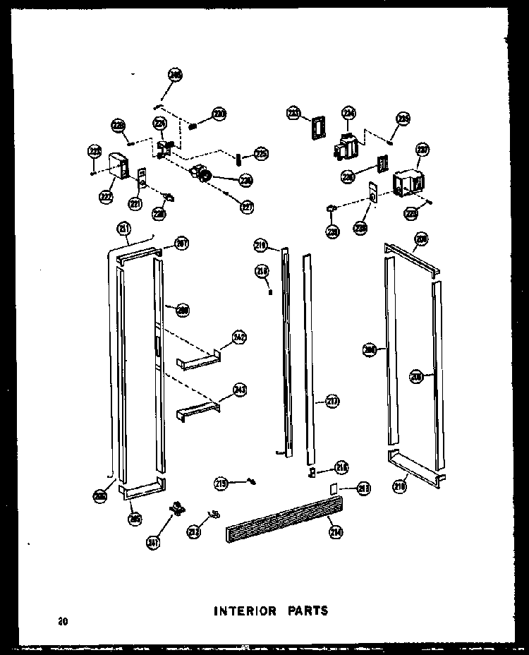 Interior Parts Diagram and Parts List for SDI22W-C-P60340-74WC  Amana Refrigerator