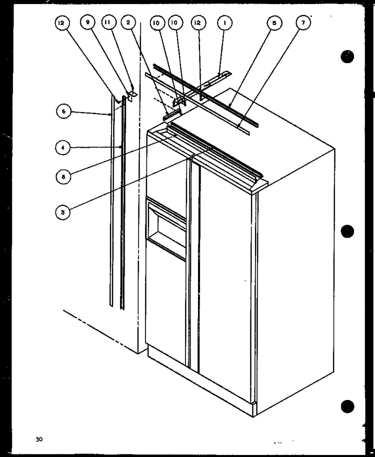 Bi7 Trim Kit Diagram and Parts List for SBD20H-P7836031W  Amana Refrigerator
