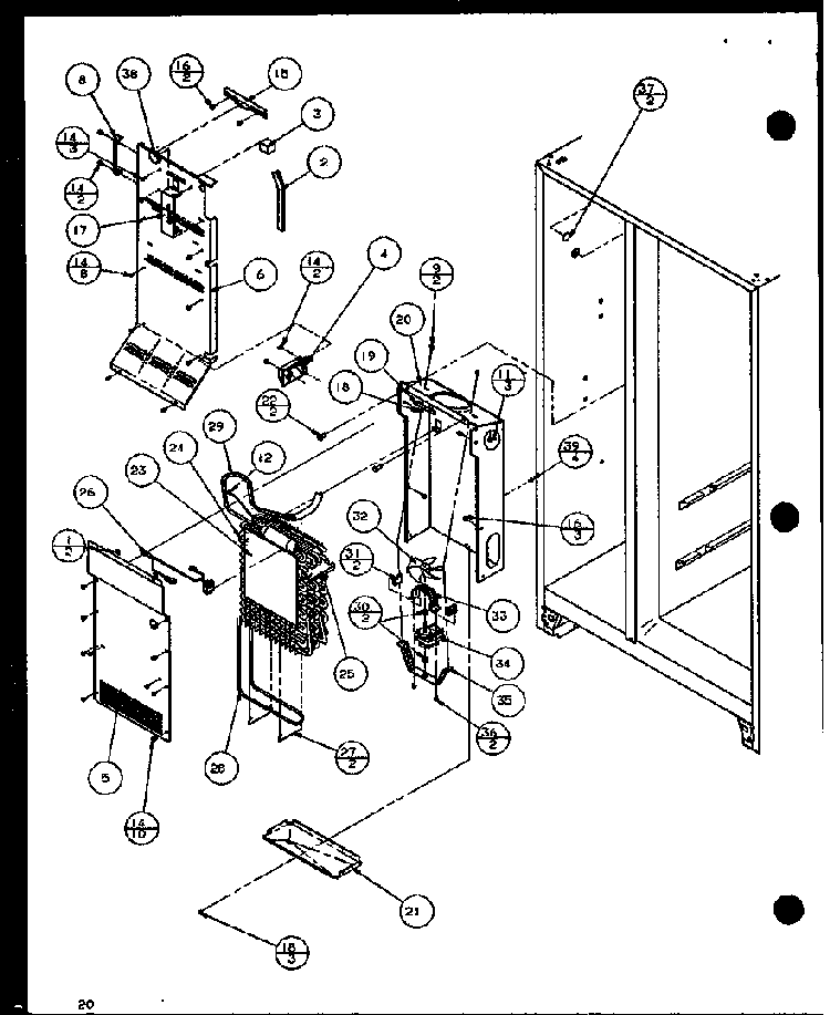 Section 14 Diagram and Parts List for SL22JB-P1116005W  Amana Refrigerator