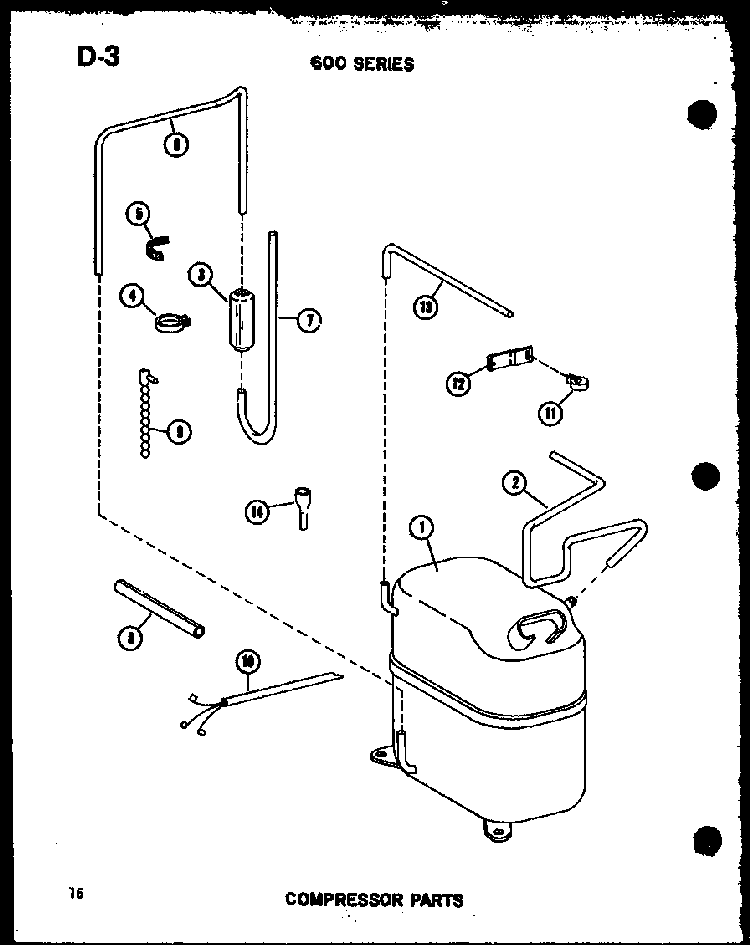 Compressor Parts Diagram and Parts List for ES619-3R P54720-98R Amana Air Conditioner