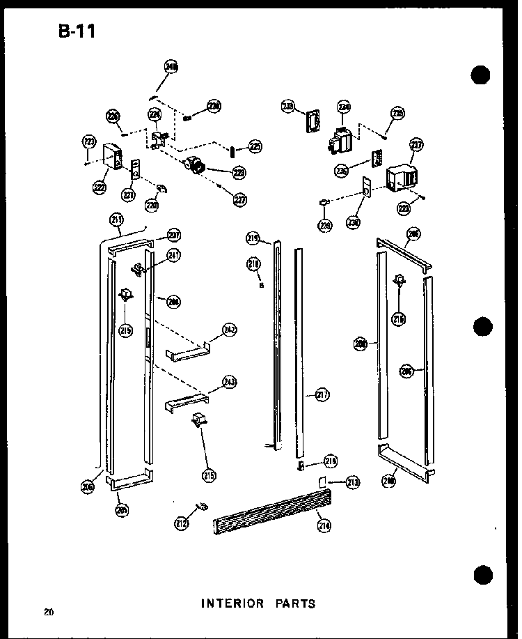 Interior Parts Diagram and Parts List for SDI22W-P60350-32W  Amana Refrigerator