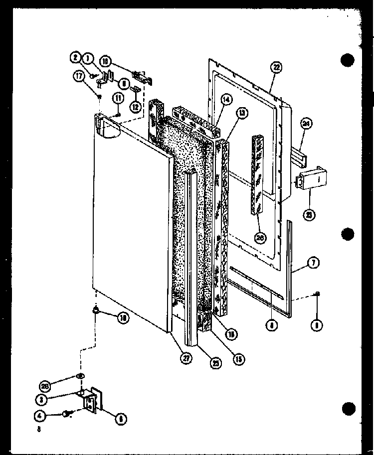 Freezer Door Trim Diagram and Parts List for SLDI25F-P7642102W  Amana Refrigerator
