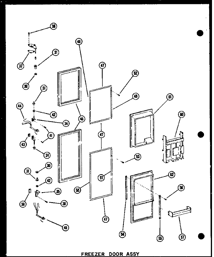 FZ DOOR ASSY Diagram and Parts List for SDI22N P6020165W Amana Refrigerator
