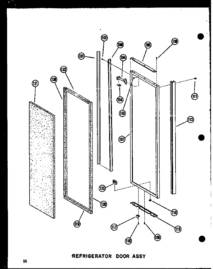 REF DOOR ASSY Diagram and Parts List for SDI22N P6020165W Amana Refrigerator