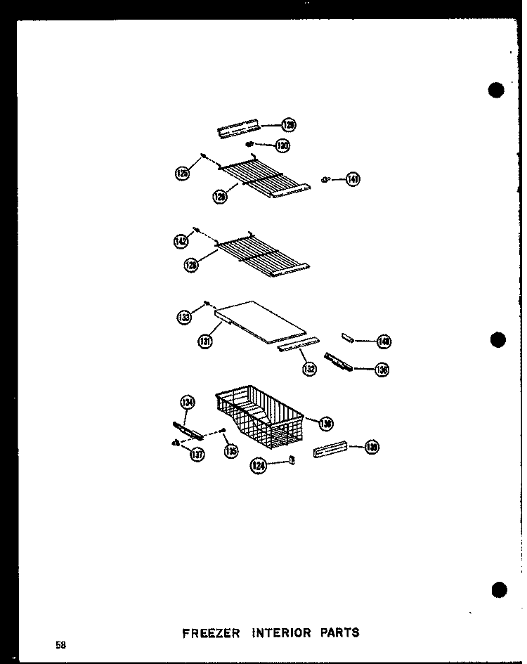FZ INTERIOR PARTS Diagram and Parts List for SDI22N P6020165W Amana Refrigerator