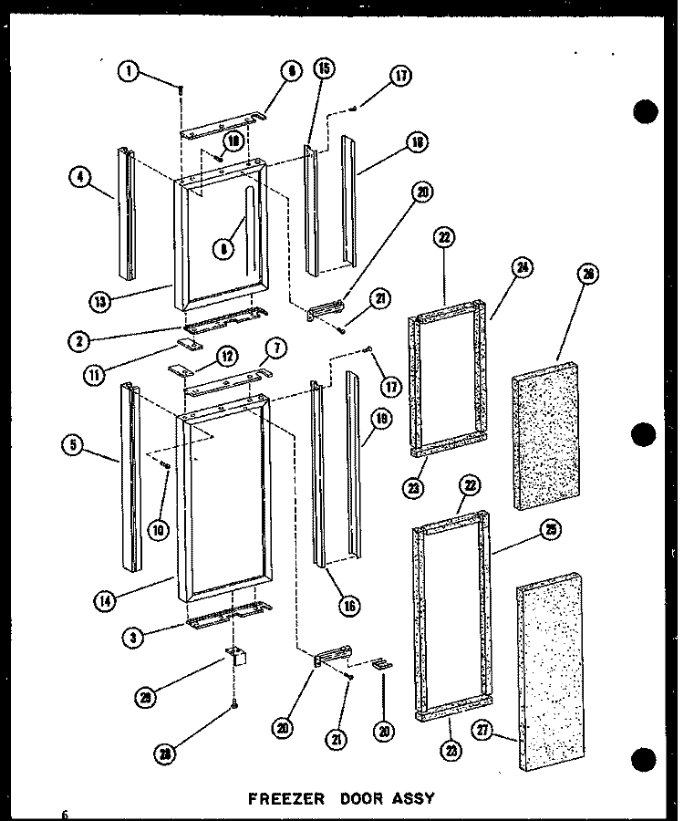 FZ DOOR ASSY Diagram and Parts List for SDI22N-1 P6023072W Amana Refrigerator