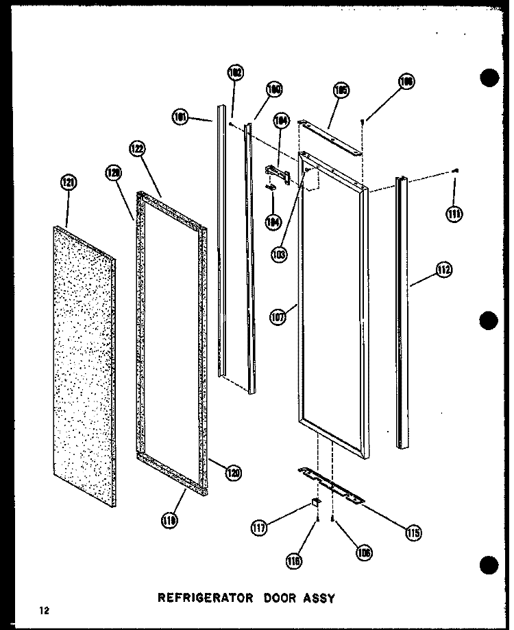 REF DOOR ASSY Diagram and Parts List for SDI22N-1 P6023072W Amana Refrigerator