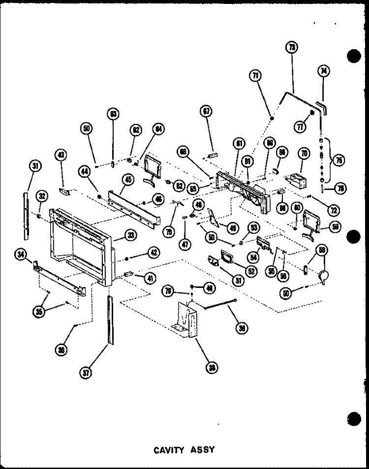 CAVITY ASSY Diagram and Parts List for SDI22N-1 P6023072W Amana Refrigerator