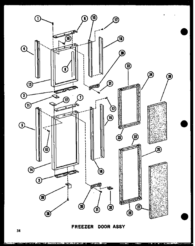 FZ DOOR ASSY Diagram and Parts List for SDI22W P6034020W Amana Refrigerator