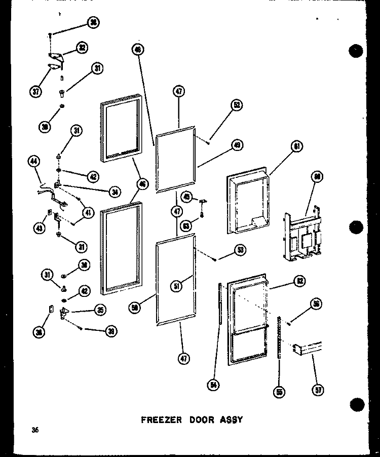 FZ DOOR ASSY Diagram and Parts List for SDI22W P6034020W Amana Refrigerator
