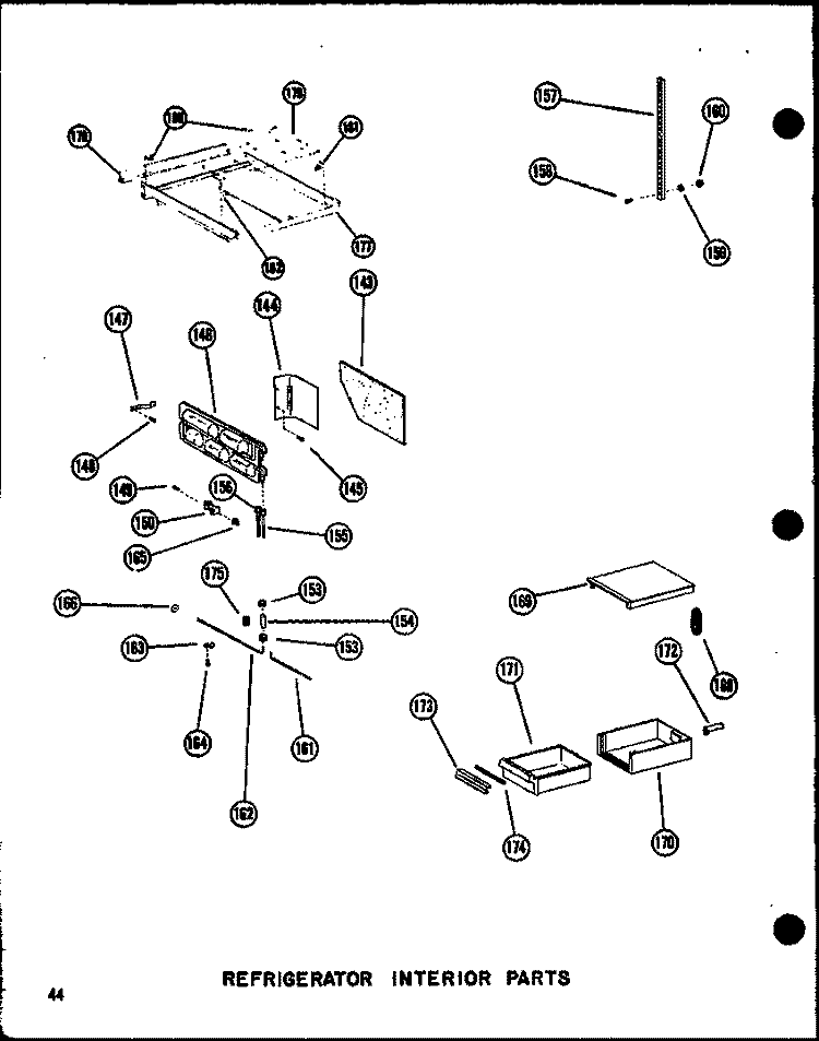 REF INTERIOR PARTS Diagram and Parts List for SDI22W P6034020W Amana Refrigerator