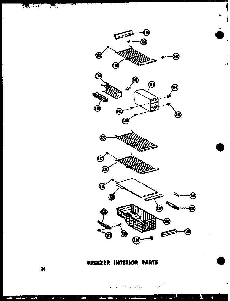FZ INTERIOR PARTS Diagram and Parts List for SD19W P6034023W Amana Refrigerator