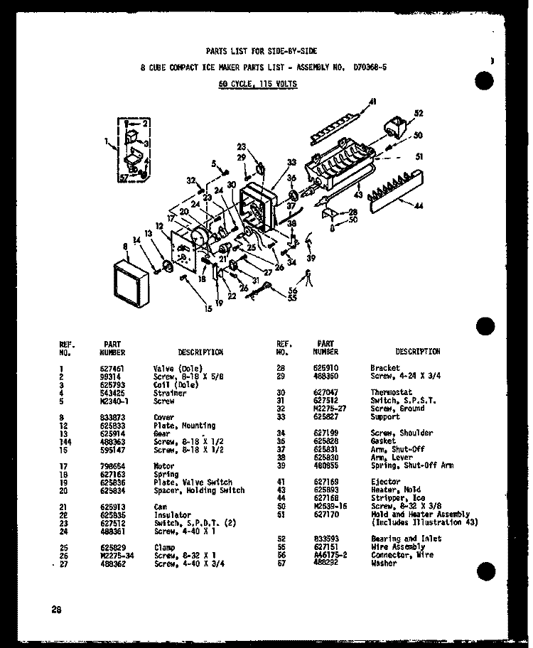 8 CUBE COMPACT ICE MAKER Diagram and Parts List for SD19W-AG P6035035W G Amana Refrigerator