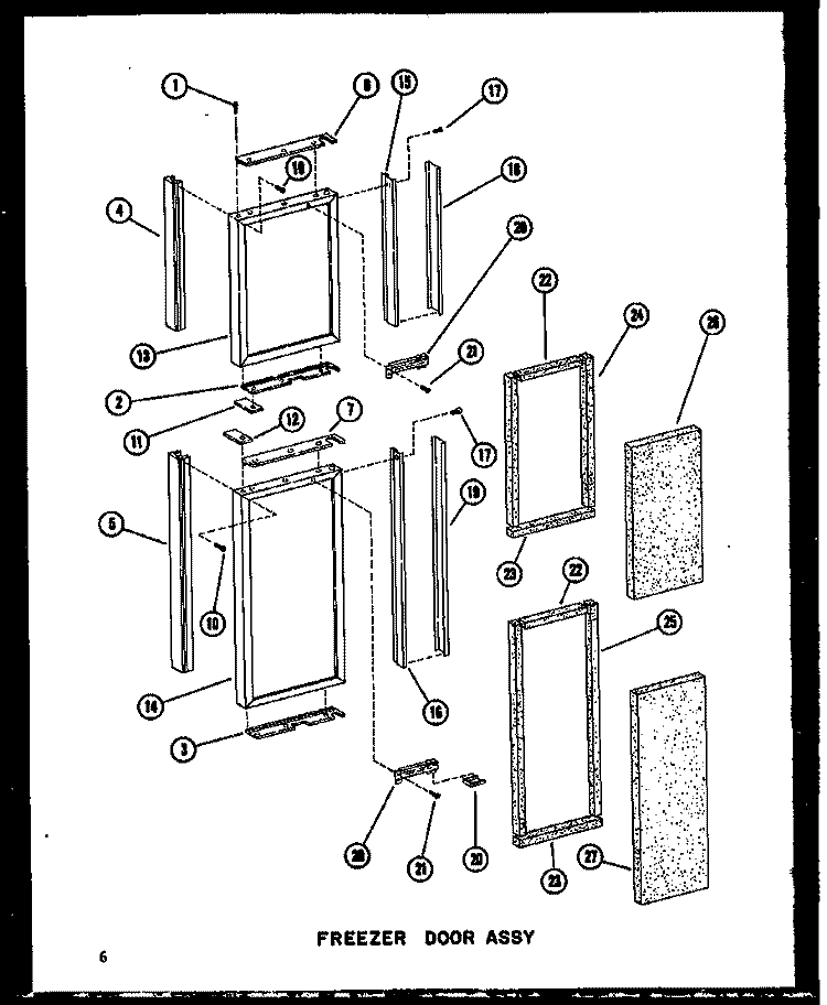 FZ DOOR ASSY Diagram and Parts List for SDI22W P6034046W Amana Refrigerator