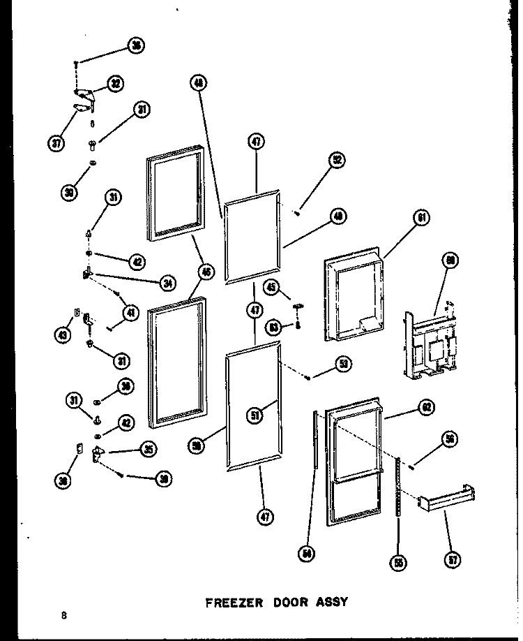 FZ DOOR ASSY Diagram and Parts List for SDI22W P6034046W Amana Refrigerator