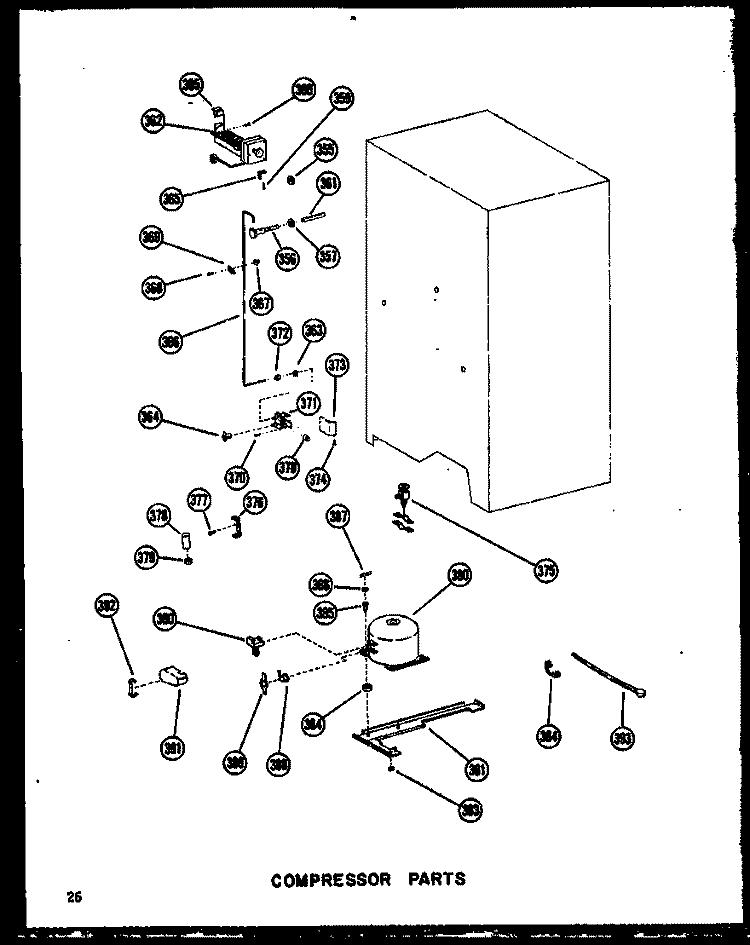 COMPRESSOR PARTS Diagram and Parts List for SDI22W P6034046W Amana Refrigerator