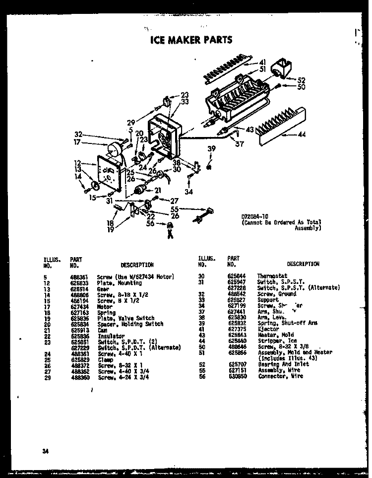ICE MAKER PARTS Diagram and Parts List for SDI22W P6034046W Amana Refrigerator