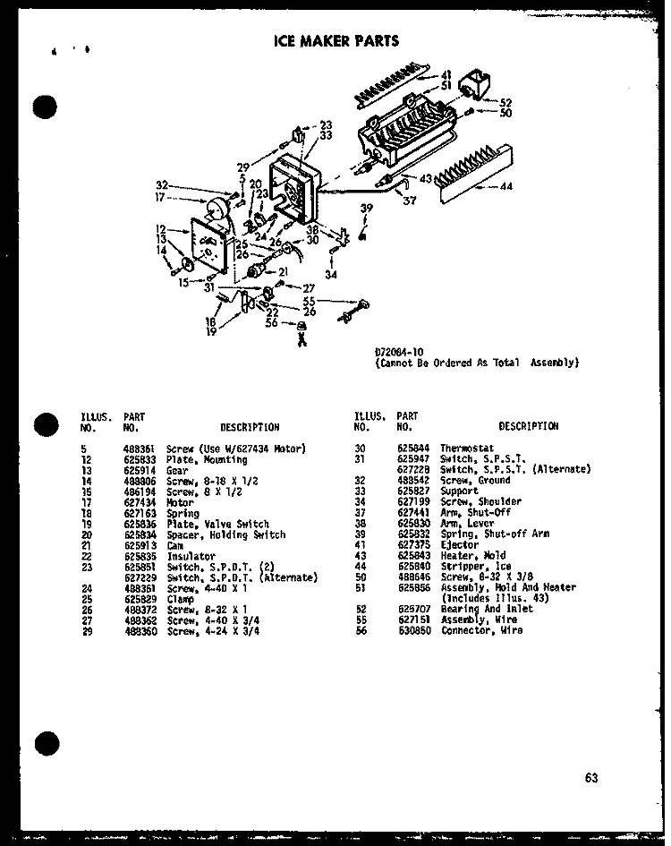 ICEMAKER PARTS Diagram and Parts List for SDI22W P7332022W Amana Refrigerator