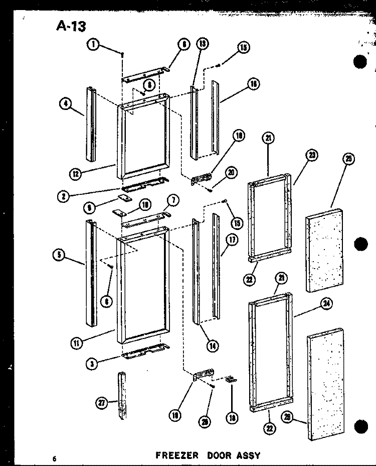 FZ DOOR ASSY Diagram and Parts List for SDI22E P7487006W Amana Refrigerator