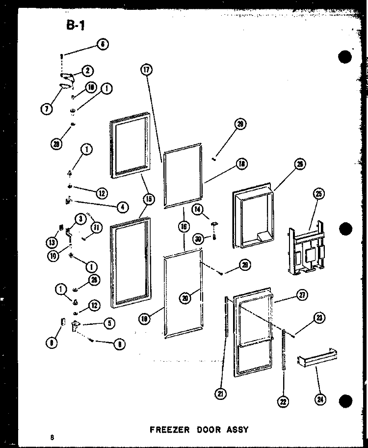 FZ DOOR ASSY Diagram and Parts List for SDI22E P7487006W Amana Refrigerator