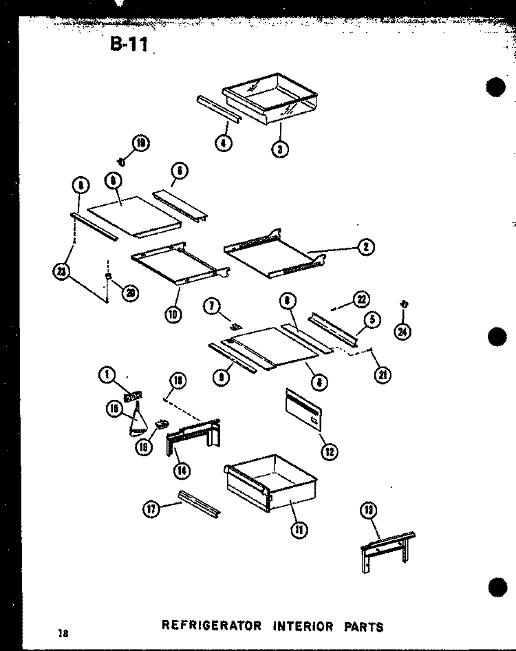 REF INTERIOR PARTS Diagram and Parts List for SDI22E P7487006W Amana Refrigerator