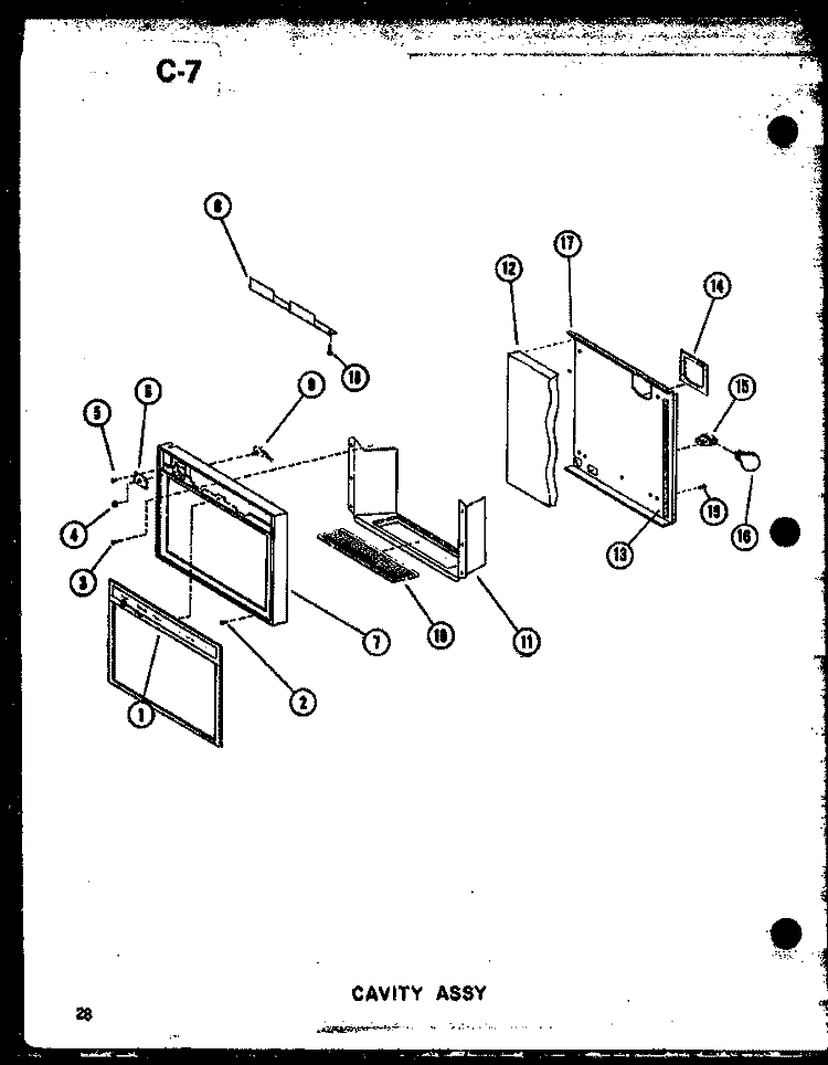 CAVITY ASSY Diagram and Parts List for SDI22E P7487006W Amana Refrigerator