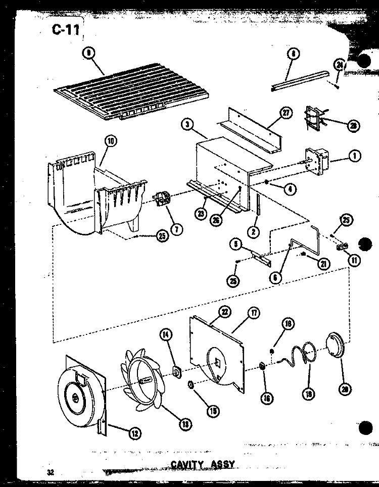 CAVITY ASSY Diagram and Parts List for SDI22E P7487006W Amana Refrigerator