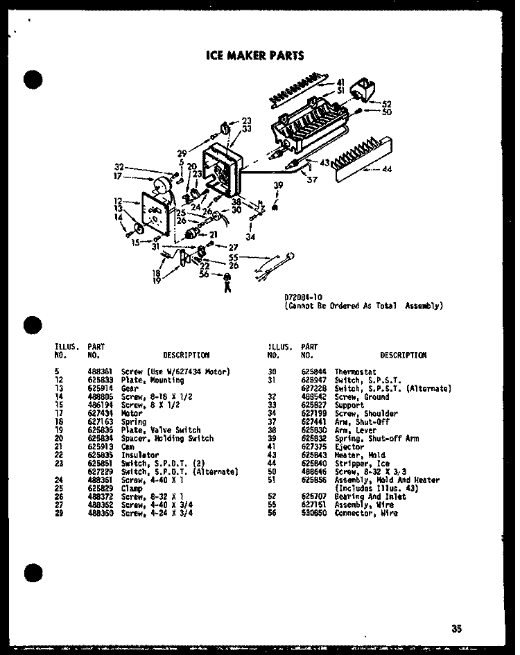 ICE MAKER PARTS Diagram and Parts List for SDI22E P7410006W Amana Refrigerator