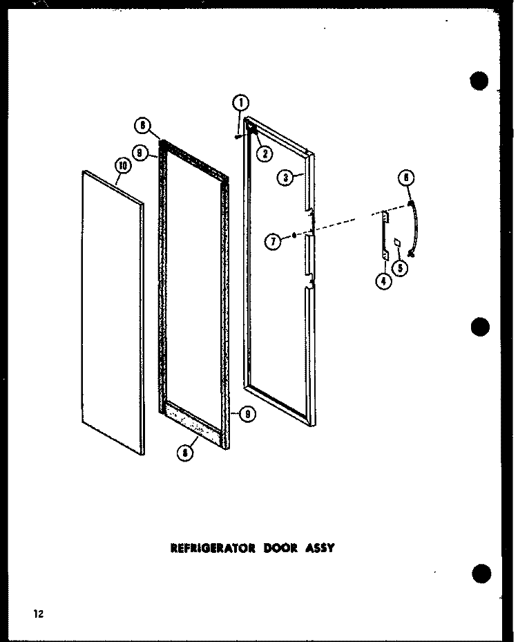 REF DOOR ASSY Diagram and Parts List for SP19E P7410002W Amana Refrigerator