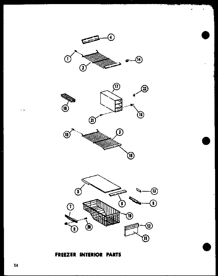 FZ INTERIOR PARTS Diagram and Parts List for SP19E P7410002W Amana Refrigerator
