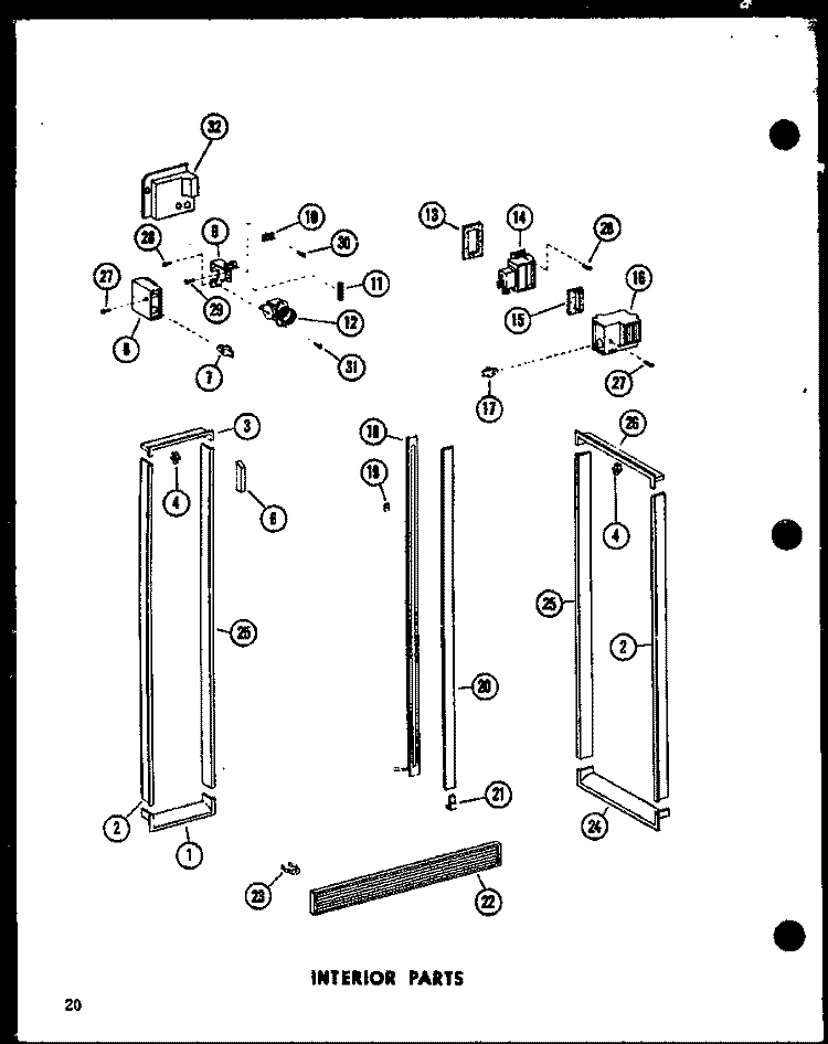 INTERIOR PARTS Diagram and Parts List for SP19E P7410002W Amana Refrigerator