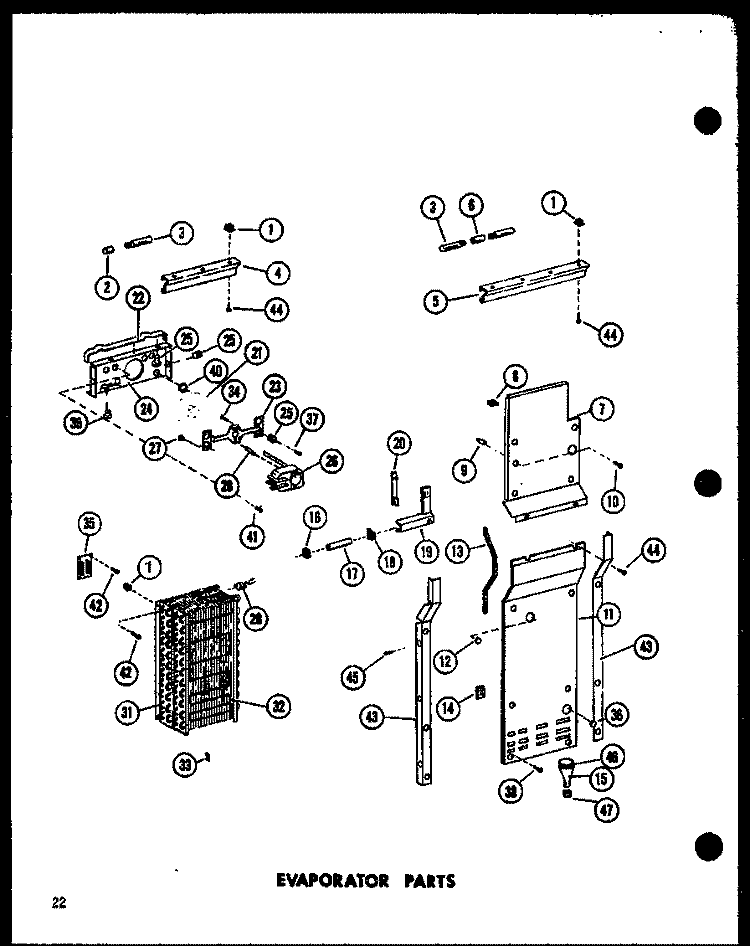 EVAP PARTS Diagram and Parts List for SP19E P7410002W Amana Refrigerator