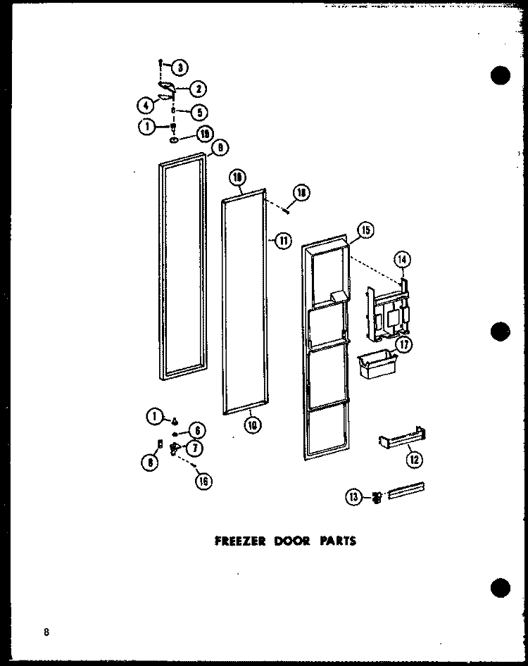 FZ DOOR PARTS Diagram and Parts List for SP19E P7487002W Amana Refrigerator