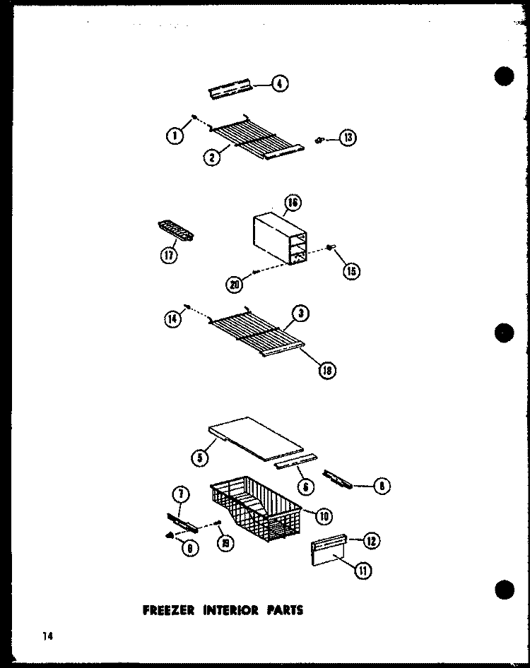 FZ INTERIOR PARTS Diagram and Parts List for SP19E P7487002W Amana Refrigerator