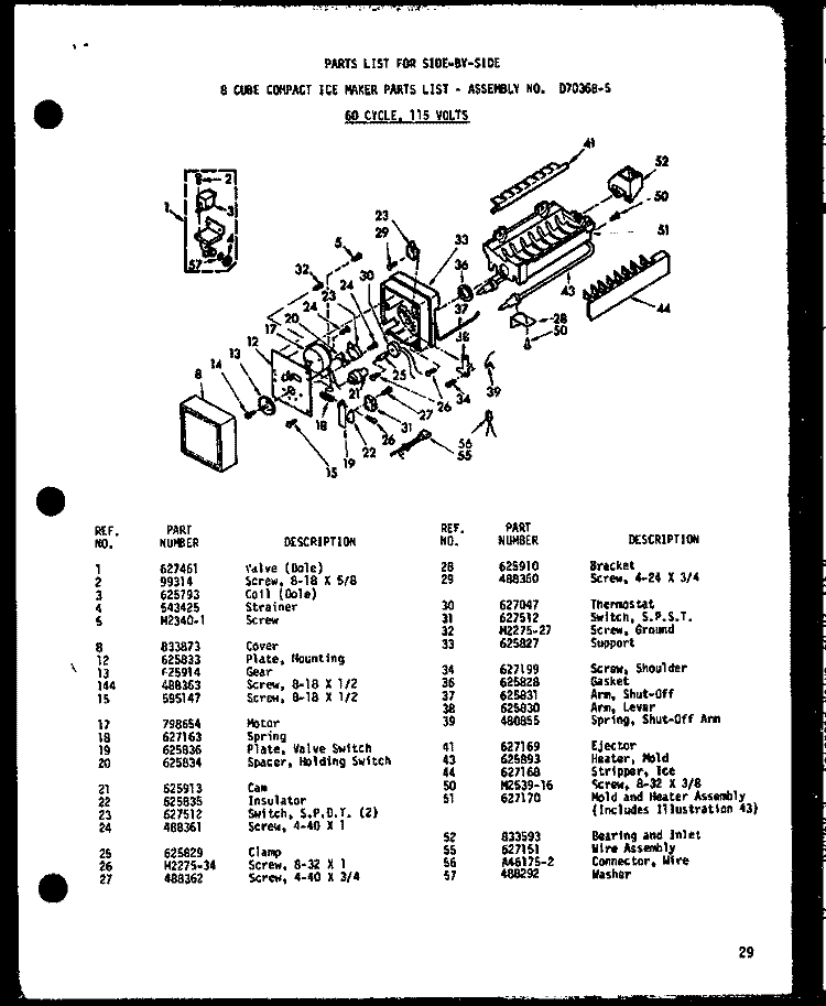 8 CUBE COMPACT ICE MAKER Diagram and Parts List for SP19E P7487002W Amana Refrigerator
