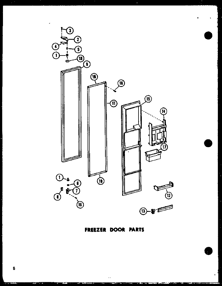 FZ DOOR PARTS Diagram and Parts List for SP19E P7487013W Amana Refrigerator