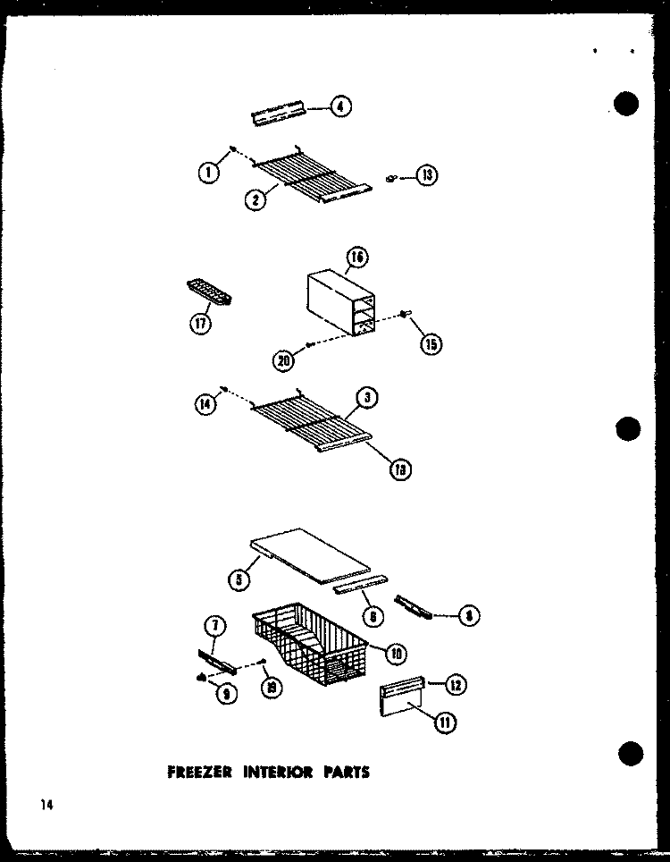 FZ INTERIOR PARTS Diagram and Parts List for SP19E P7487013W Amana Refrigerator