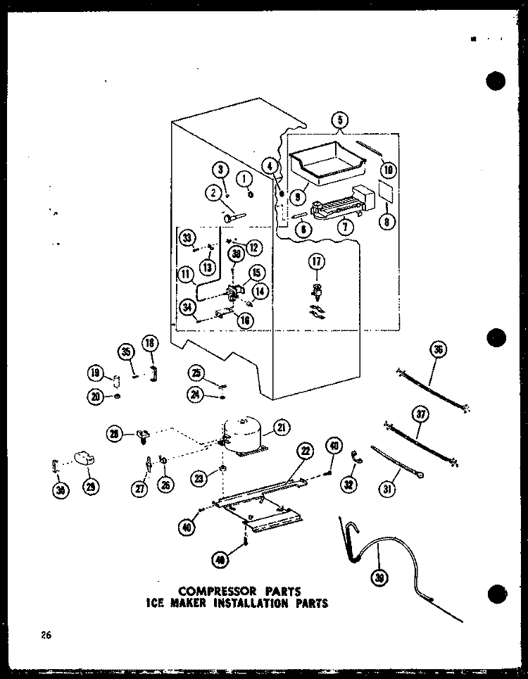 COMP PARTS ICE MAKER INSTALLATION PARTS Diagram and Parts List for SP19E P7487013W Amana Refrigerator
