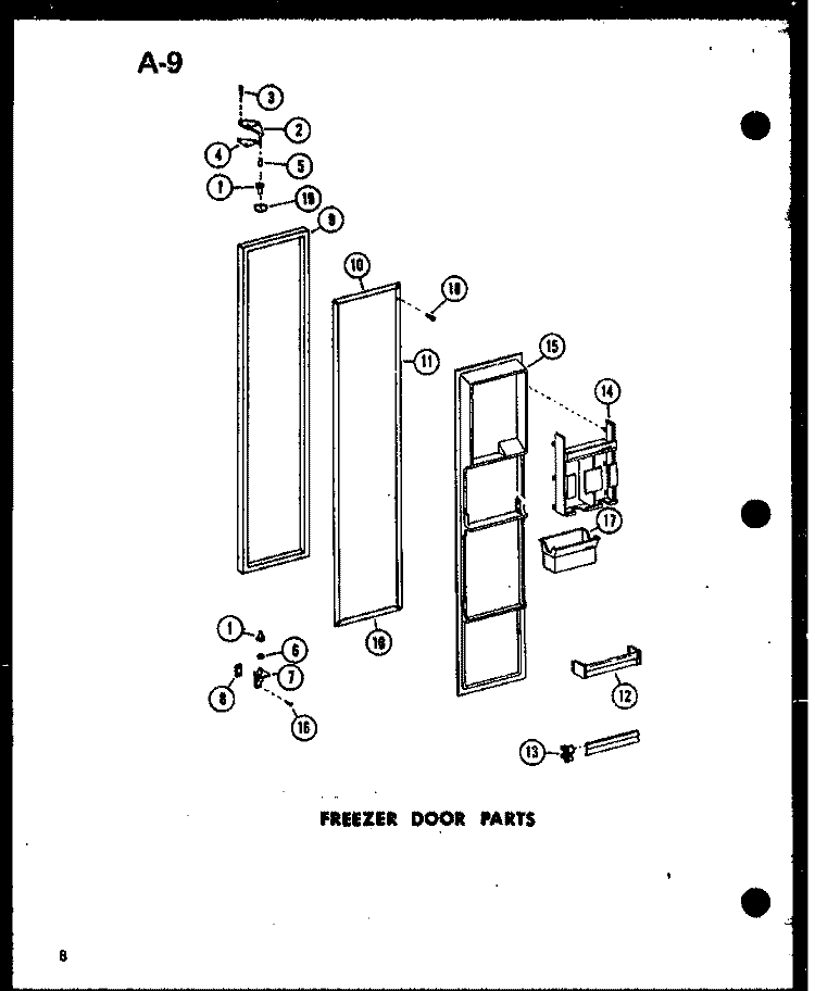 FZ DOOR PARTS Diagram and Parts List for SR19E-1 P7487022W Amana Refrigerator