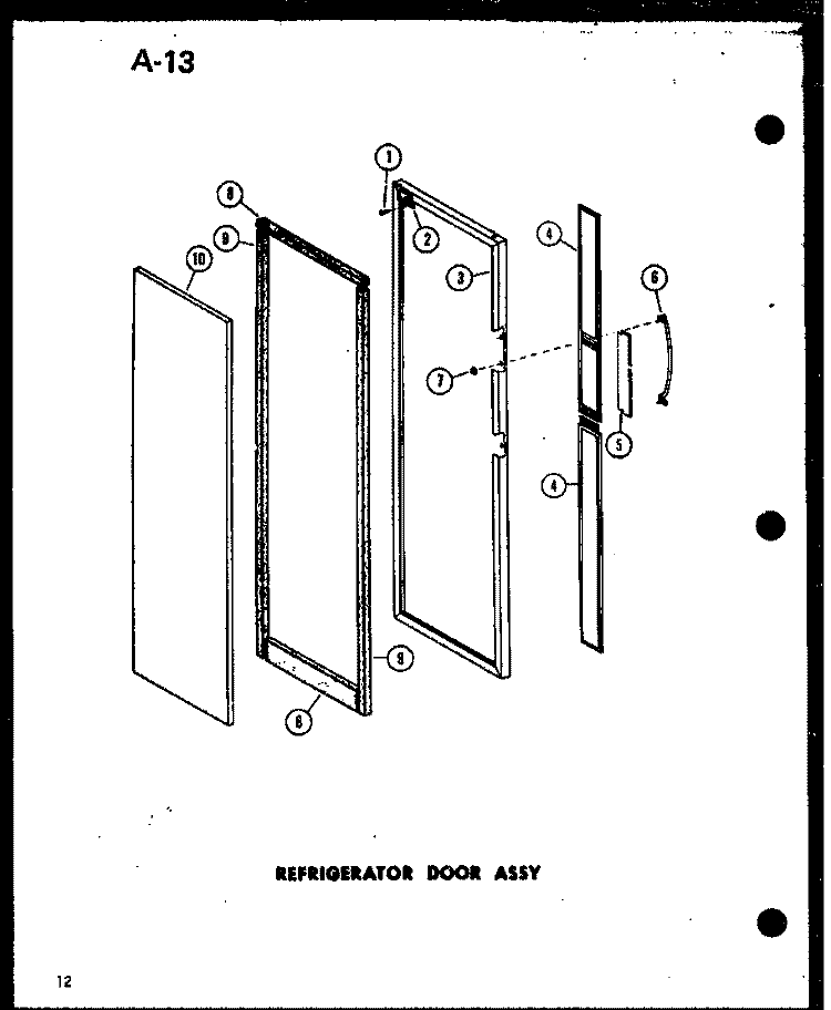 REF DOOR ASSY Diagram and Parts List for SR19E-1 P7487022W Amana Refrigerator