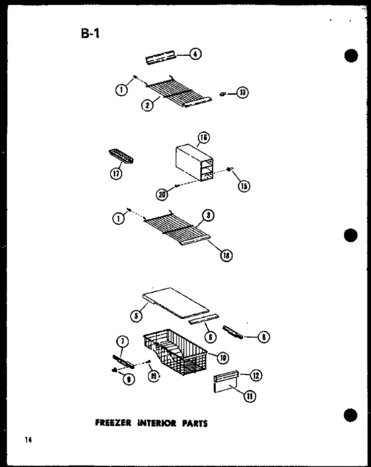FZ INTERIOR PARTS Diagram and Parts List for SR19E-1 P7487022W Amana Refrigerator